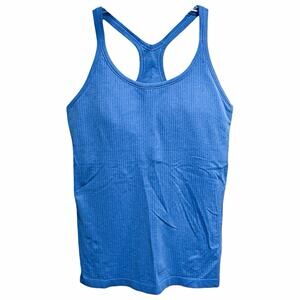 Lululemon Ebb to Street Active Tank Top Size 10 Blue Shelf Bra Light Support Gym